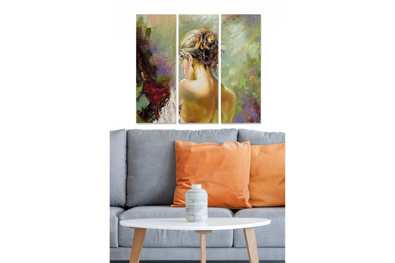 Canvasbilde Abstract 3-pk Flerfarget - 22x05 cm - Innredning - Bilder & kunst - Lerretsbilder