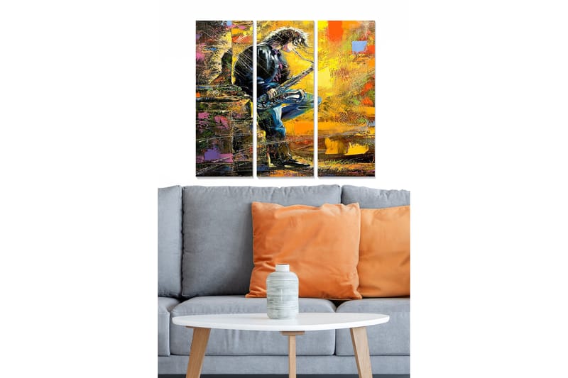 Canvasbilde Abstract 3-pk Flerfarget - 22x05 cm - Innredning - Bilder & kunst - Lerretsbilder