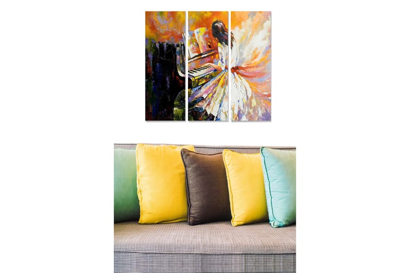 Canvasbilde Abstract 3-pk Flerfarget - 22x05 cm - Innredning - Bilder & kunst - Lerretsbilder