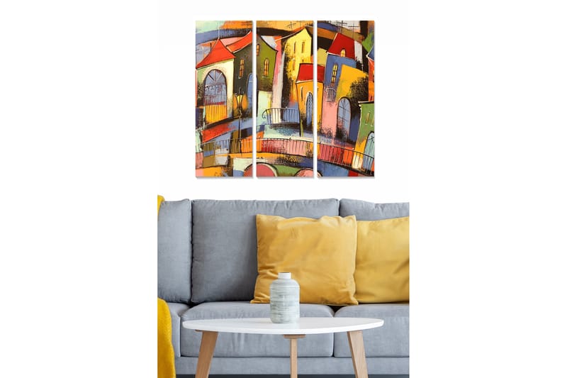 Canvasbilde Abstract 3-pk Flerfarget - 22x05 cm - Innredning - Bilder & kunst - Lerretsbilder