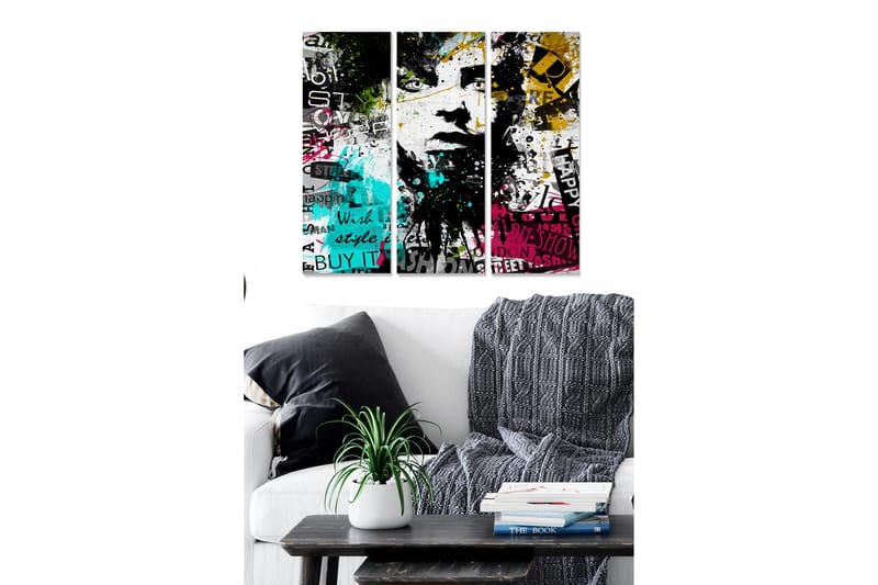 Canvasbilde Abstract 3-pk Flerfarget - 22x05 cm - Innredning - Bilder & kunst - Lerretsbilder