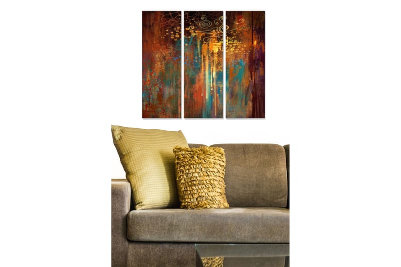 Canvasbilde Abstract 3-pk Flerfarget - 22x05 cm - Innredning - Bilder & kunst - Lerretsbilder