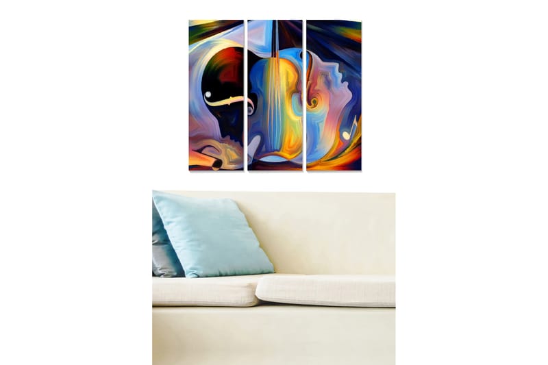 Canvasbilde Abstract 3-pk Flerfarget - 22x05 cm - Innredning - Bilder & kunst - Lerretsbilder