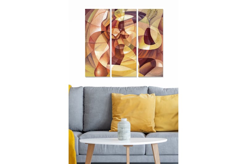 Canvasbilde Abstract 3-pk Flerfarget - 22x05 cm - Innredning - Bilder & kunst - Lerretsbilder