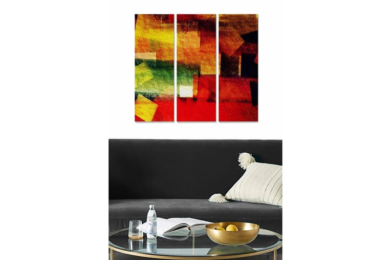 Canvasbilde Abstract 3-pk Flerfarget - 22x05 cm - Innredning - Bilder & kunst - Lerretsbilder