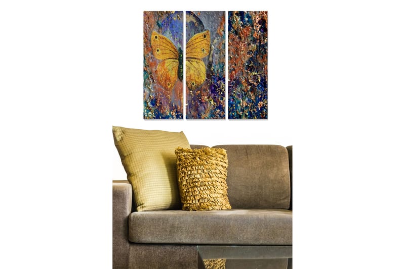 Canvasbilde Abstract 3-pk Flerfarget - 22x05 cm - Innredning - Bilder & kunst - Lerretsbilder