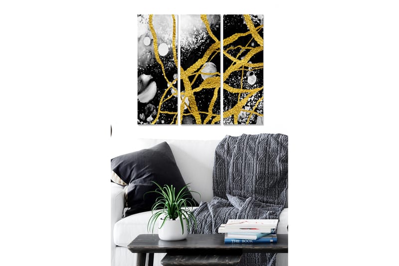 Canvasbilde Abstract 3-pk Flerfarget - 22x05 cm - Innredning - Bilder & kunst - Lerretsbilder