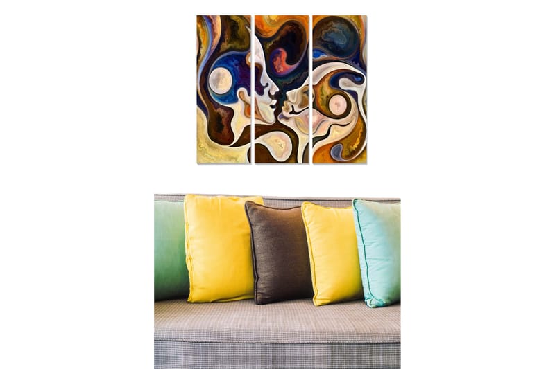 Canvasbilde Abstract 3-pk Flerfarget - 22x05 cm - Innredning - Bilder & kunst - Lerretsbilder