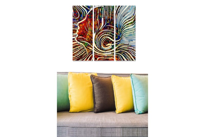 Canvasbilde Abstract 3-pk Flerfarget - 22x05 cm - Innredning - Bilder & kunst - Lerretsbilder