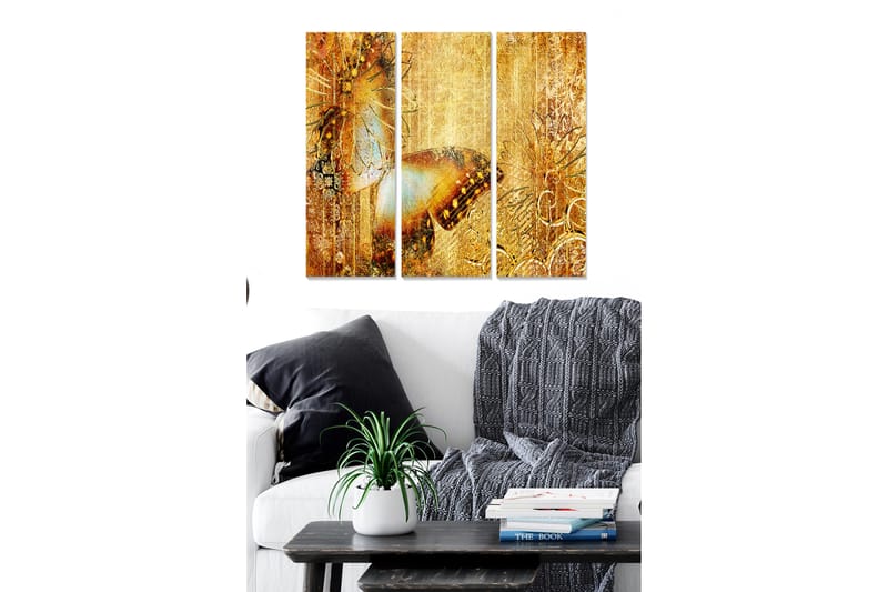 Canvasbilde Abstract 3-pk Flerfarget - 22x05 cm - Innredning - Bilder & kunst - Lerretsbilder