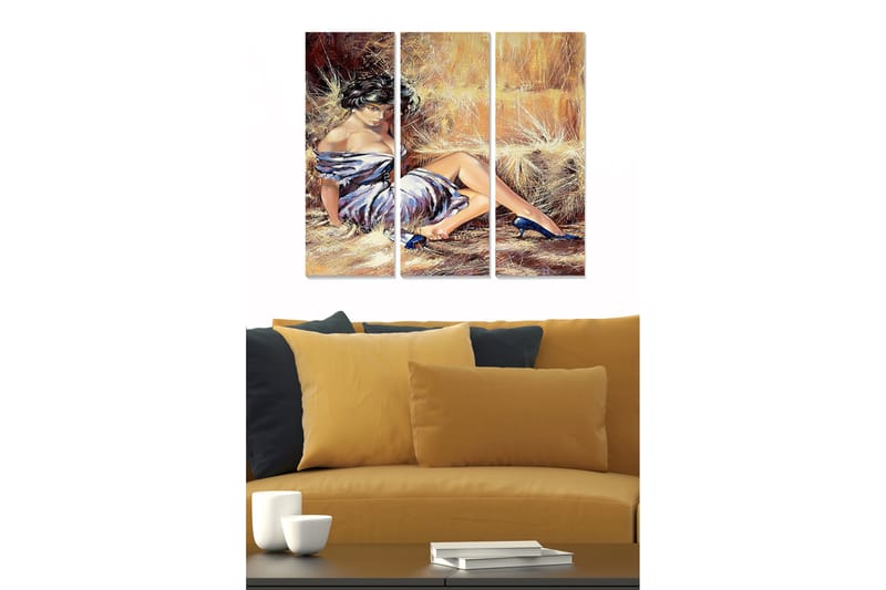 Canvasbilde Abstract 3-pk Flerfarget - 22x05 cm - Innredning - Bilder & kunst - Lerretsbilder