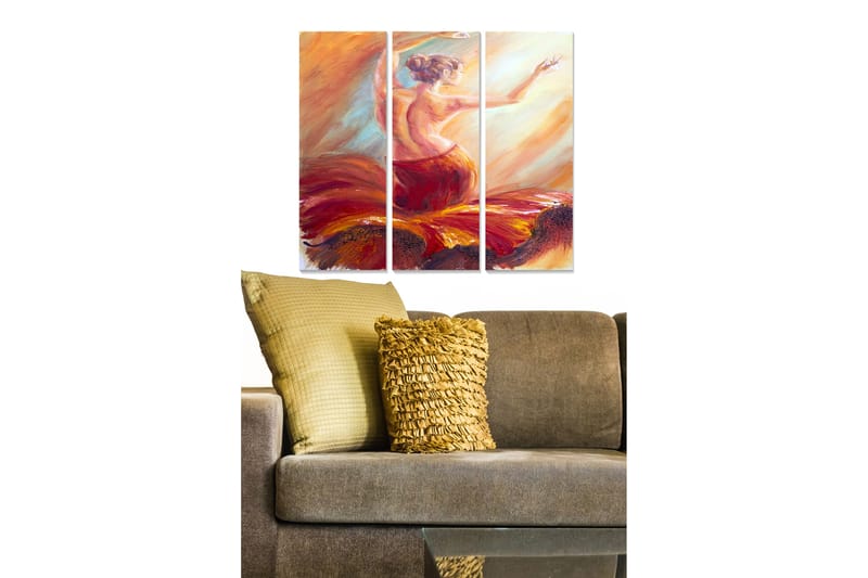 Canvasbilde Abstract 3-pk Flerfarget - 22x05 cm - Innredning - Bilder & kunst - Lerretsbilder