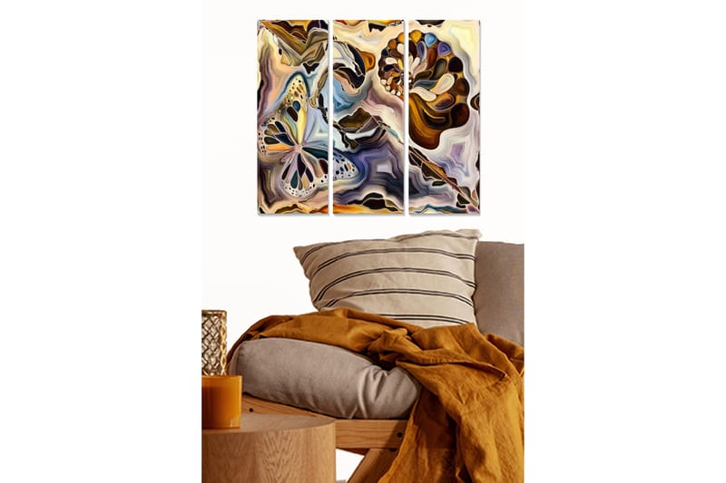 Canvasbilde Abstract 3-pk Flerfarget - 22x05 cm - Innredning - Bilder & kunst - Lerretsbilder