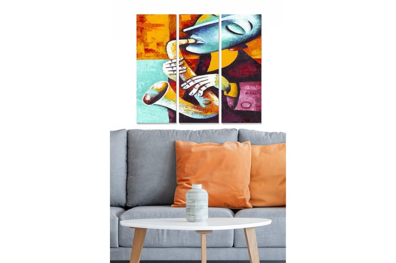 Canvasbilde Abstract 3-pk Flerfarget - 22x05 cm - Innredning - Bilder & kunst - Lerretsbilder