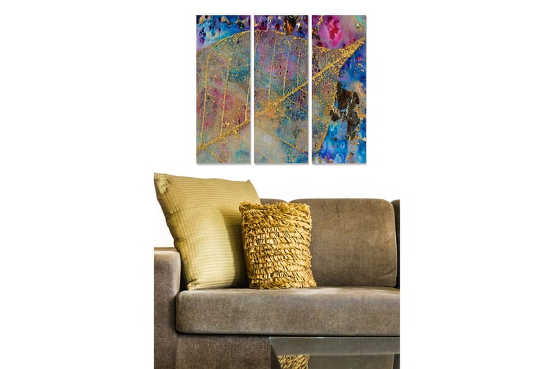 Canvasbilde Abstract 3-pk Flerfarget - 22x05 cm - Innredning - Bilder & kunst - Lerretsbilder