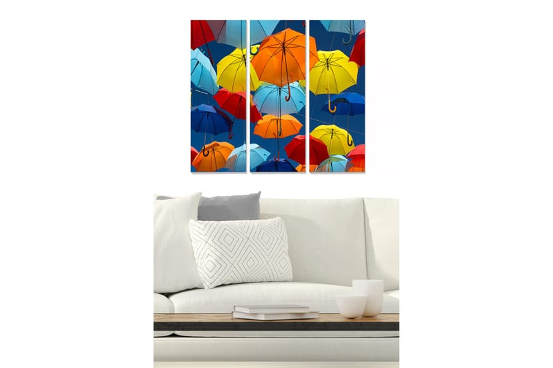 Canvasbilde Abstract 3-pk Flerfarget - 22x05 cm - Innredning - Bilder & kunst - Lerretsbilder