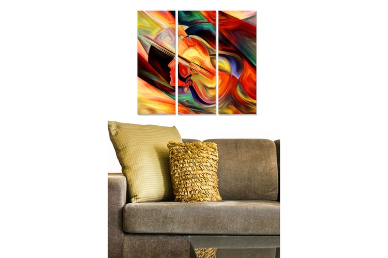 Canvasbilde Abstract 3-pk Flerfarget - 22x05 cm - Innredning - Bilder & kunst - Lerretsbilder