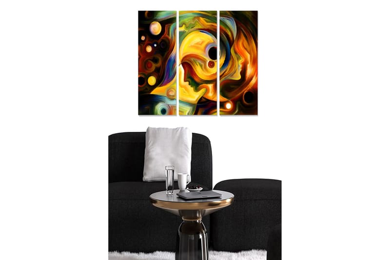 Canvasbilde Abstract 3-pk Flerfarget - 22x05 cm - Innredning - Bilder & kunst - Lerretsbilder