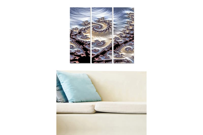 Canvasbilde Abstract 3-pk Flerfarget - 22x05 cm - Innredning - Bilder & kunst - Lerretsbilder