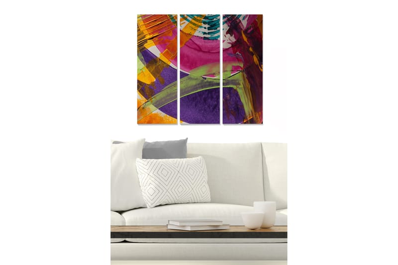 Canvasbilde Abstract 3-pk Flerfarget - 22x05 cm - Innredning - Bilder & kunst - Lerretsbilder