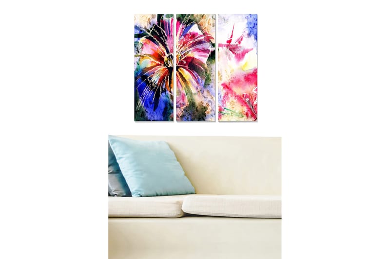 Canvasbilde Abstract 3-pk Flerfarget - 22x05 cm - Innredning - Bilder & kunst - Lerretsbilder