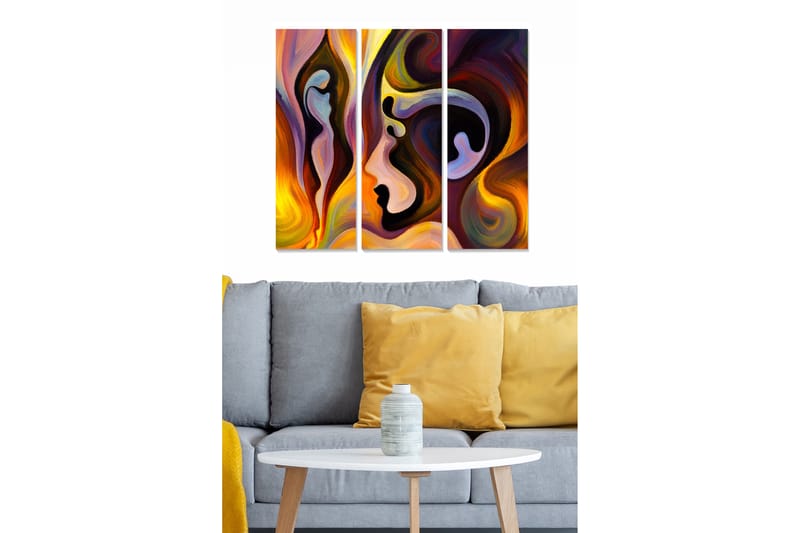 Canvasbilde Abstract 3-pk Flerfarget - 22x05 cm - Innredning - Bilder & kunst - Lerretsbilder