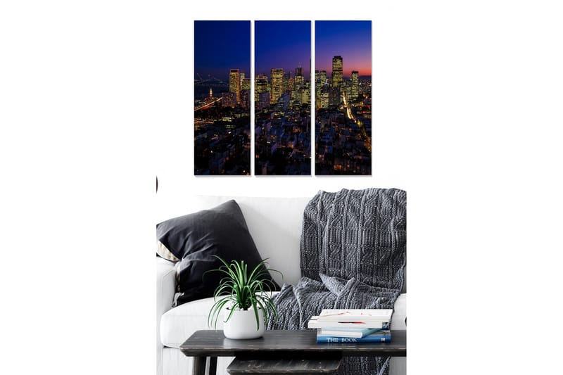 Canvasbilde City 3-pk flerfarget - 22x05 cm - Innredning - Bilder & kunst - Lerretsbilder