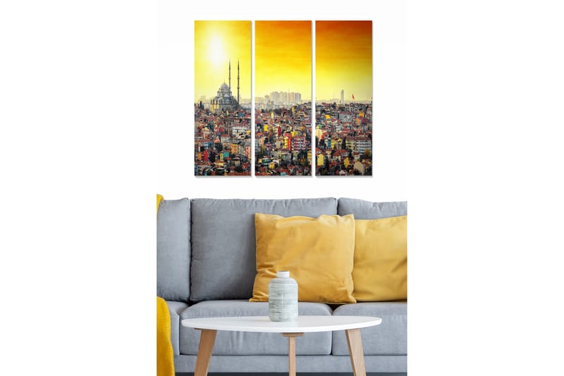 Canvasbilde City 3-pk flerfarget - 22x05 cm - Innredning - Bilder & kunst - Lerretsbilder