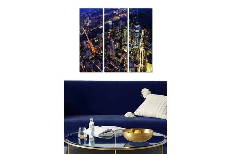 Canvasbilde City 3-pk flerfarget - 22x05 cm - Innredning - Bilder & kunst - Lerretsbilder