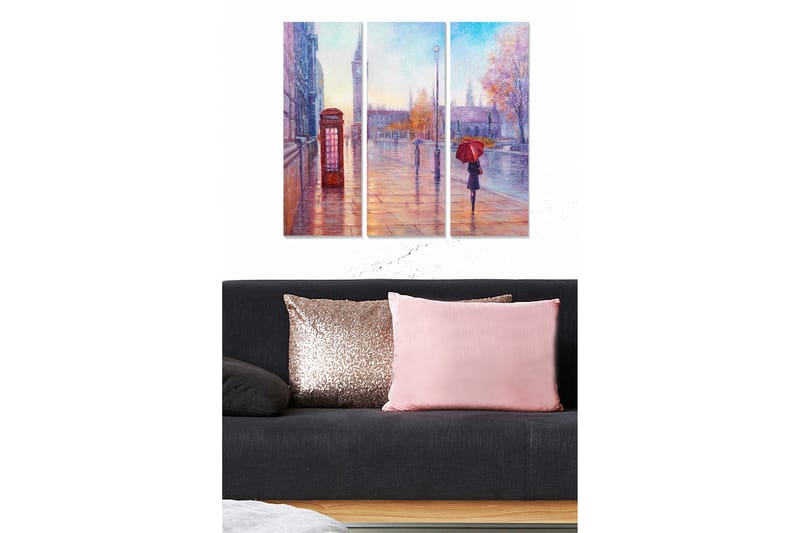 Canvasbilde City 3-pk flerfarget - 22x05 cm - Innredning - Bilder & kunst - Lerretsbilder