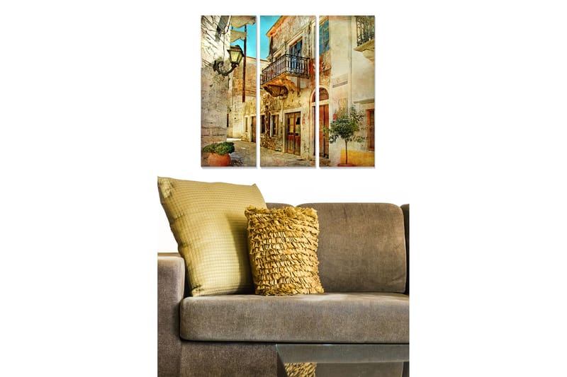 Canvasbilde City 3-pk flerfarget - 22x05 cm - Innredning - Bilder & kunst - Lerretsbilder