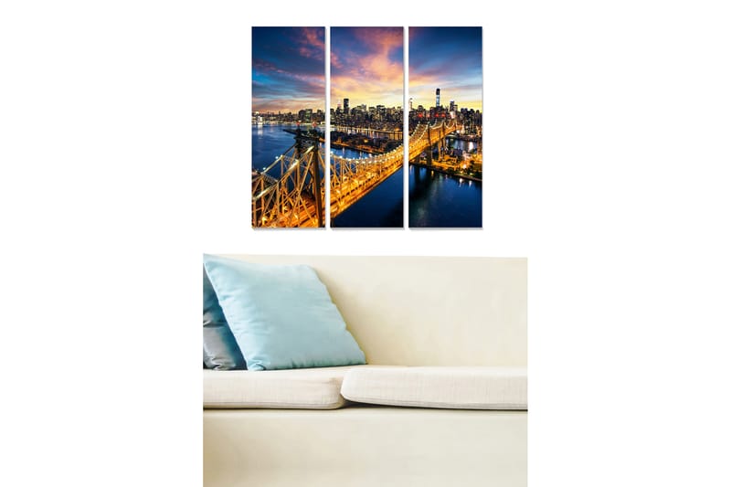 Canvasbilde City 3-pk flerfarget - 22x05 cm - Innredning - Bilder & kunst - Lerretsbilder