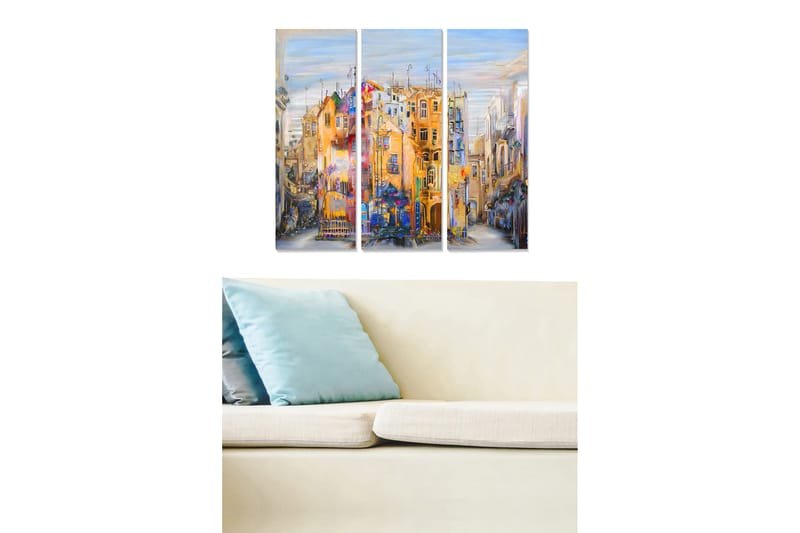 Canvasbilde City 3-pk flerfarget - 22x05 cm - Innredning - Bilder & kunst - Lerretsbilder