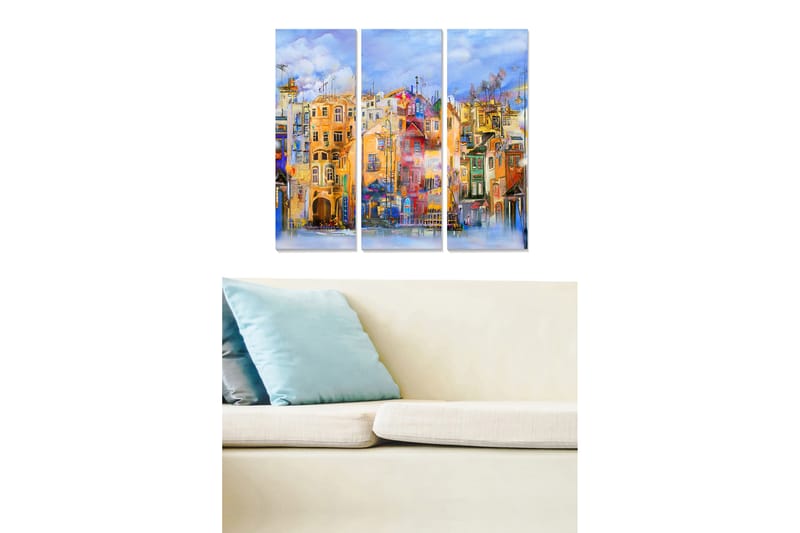 Canvasbilde City 3-pk flerfarget - 22x05 cm - Innredning - Bilder & kunst - Lerretsbilder