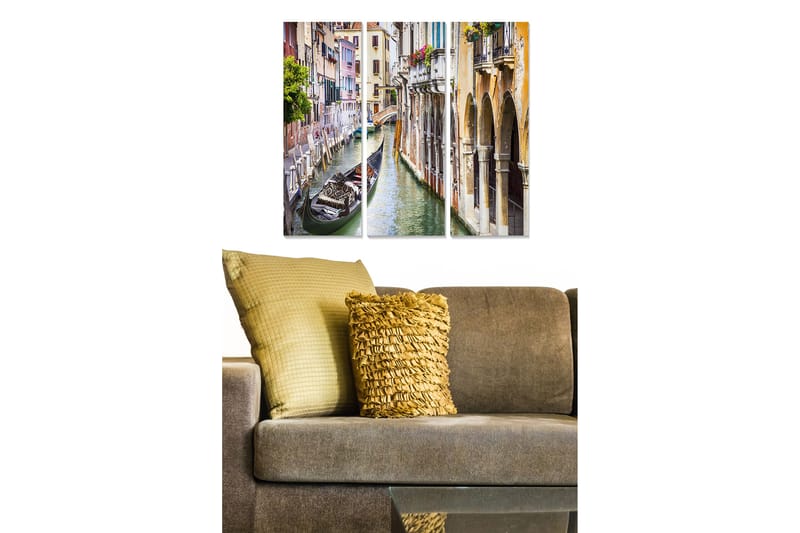 Canvasbilde City 3-pk flerfarget - 22x05 cm - Innredning - Bilder & kunst - Lerretsbilder