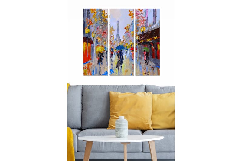 Canvasbilde City 3-pk flerfarget - 22x05 cm - Innredning - Bilder & kunst - Lerretsbilder