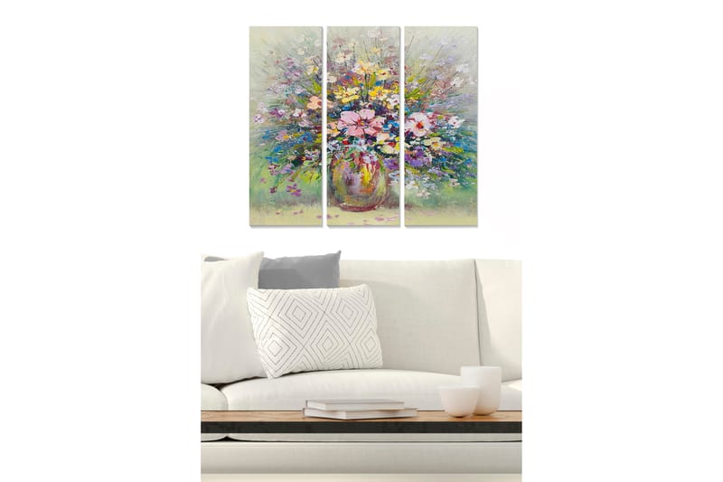 Canvasbilde Floral 3-pk flerfarget - 22x05 cm - Innredning - Bilder & kunst - Lerretsbilder