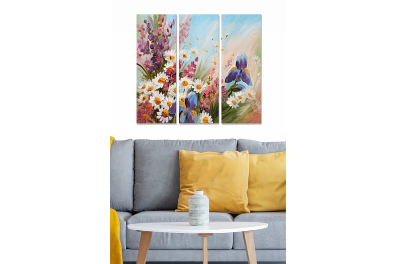 Canvasbilde Floral 3-pk flerfarget - 22x05 cm - Innredning - Bilder & kunst - Lerretsbilder