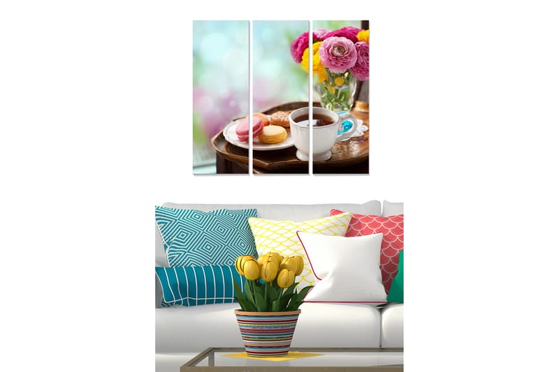 Canvasbilde Floral 3-pk flerfarget - 22x05 cm - Innredning - Bilder & kunst - Lerretsbilder