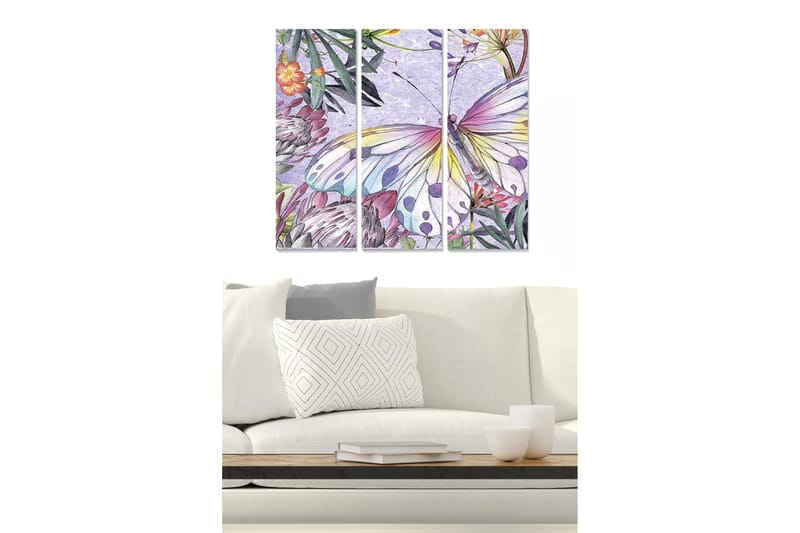 Canvasbilde Floral 3-pk flerfarget - 22x05 cm - Innredning - Bilder & kunst - Lerretsbilder