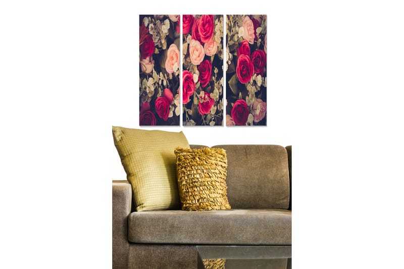 Canvasbilde Floral 3-pk flerfarget - 22x05 cm - Innredning - Bilder & kunst - Lerretsbilder