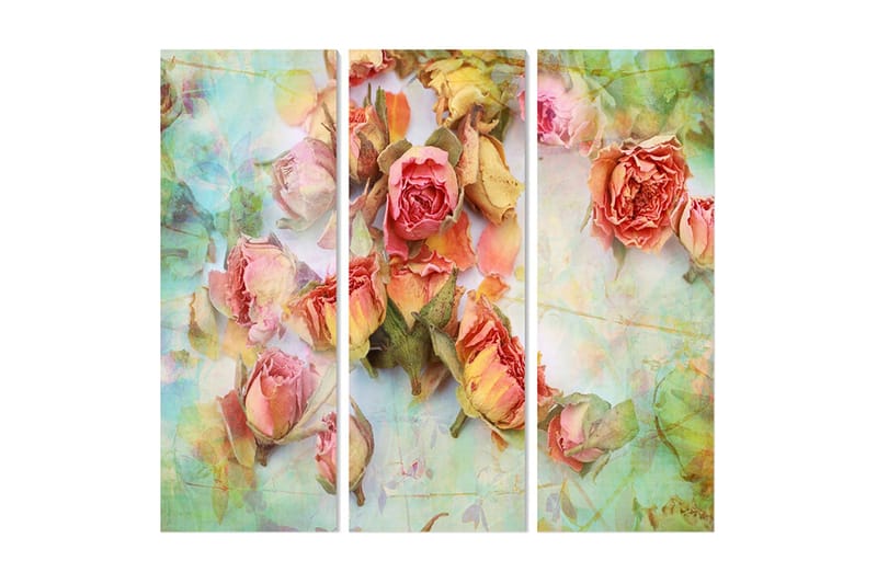 Canvasbilde Floral 3-pk flerfarget - 22x05 cm - Innredning - Bilder & kunst - Lerretsbilder