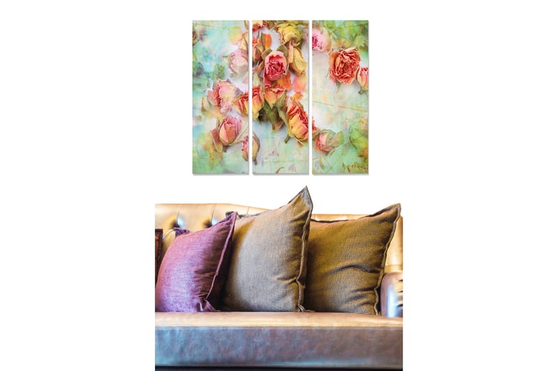 Canvasbilde Floral 3-pk flerfarget - 22x05 cm - Innredning - Bilder & kunst - Lerretsbilder