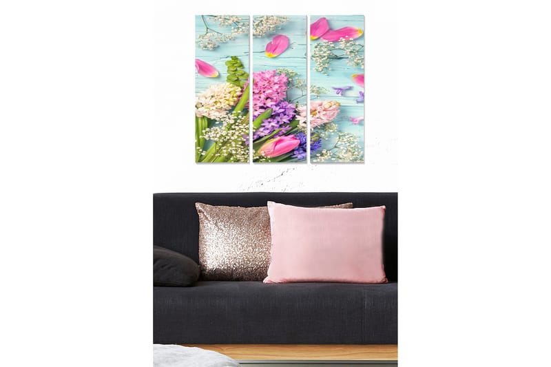 Canvasbilde Floral 3-pk flerfarget - 22x05 cm - Innredning - Bilder & kunst - Lerretsbilder