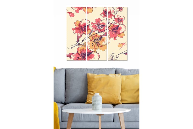 Canvasbilde Floral 3-pk flerfarget - 22x05 cm - Innredning - Bilder & kunst - Lerretsbilder