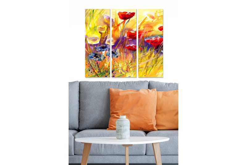 Canvasbilde Floral 3-pk flerfarget - 22x05 cm - Innredning - Bilder & kunst - Lerretsbilder