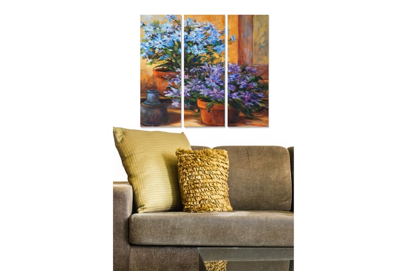 Canvasbilde Floral 3-pk flerfarget - 22x05 cm - Innredning - Bilder & kunst - Lerretsbilder