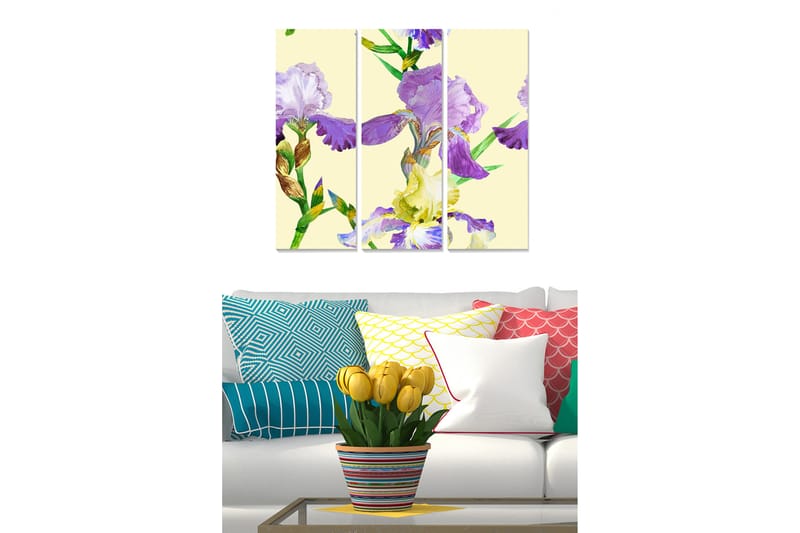 Canvasbilde Floral 3-pk flerfarget - 22x05 cm - Innredning - Bilder & kunst - Lerretsbilder