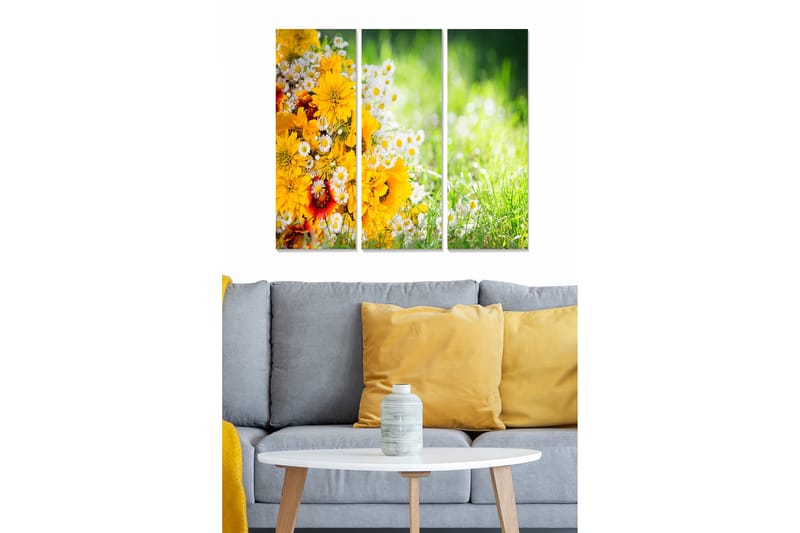 Canvasbilde Floral 3-pk flerfarget - 22x05 cm - Innredning - Bilder & kunst - Lerretsbilder