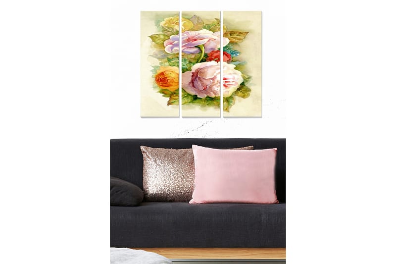 Canvasbilde Floral 3-pk flerfarget - 22x05 cm - Innredning - Bilder & kunst - Lerretsbilder